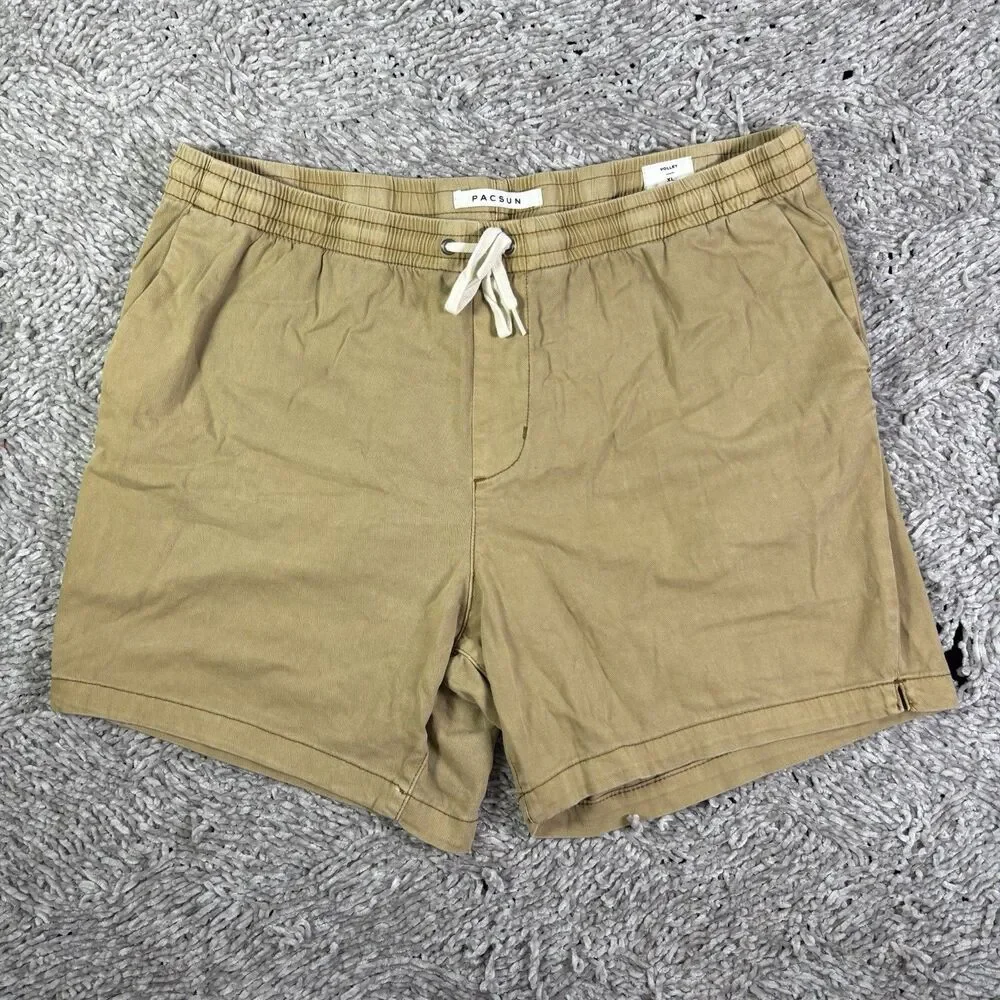 Pacsun Volley Shorts Mens XL Brown Athletic Chino Drawstring Preppy Golf Summer